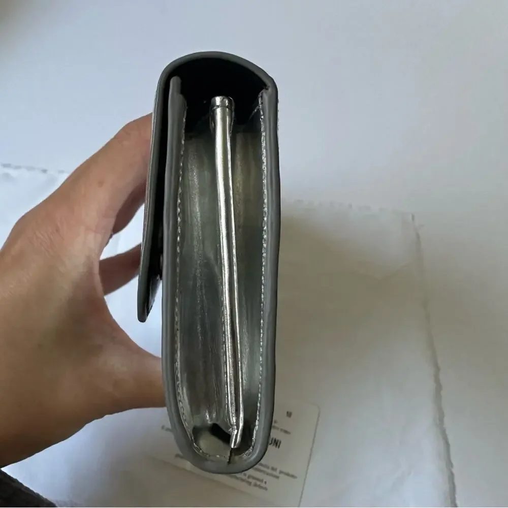 Maison Margiela MM11 SS17 Mirror Leather Four-Stitch Long Wallet Metallic Silver